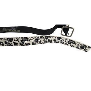 Vintage Volcom Y2K White & Black Graphic Genuine Leather Belt 31-37 Adjustable